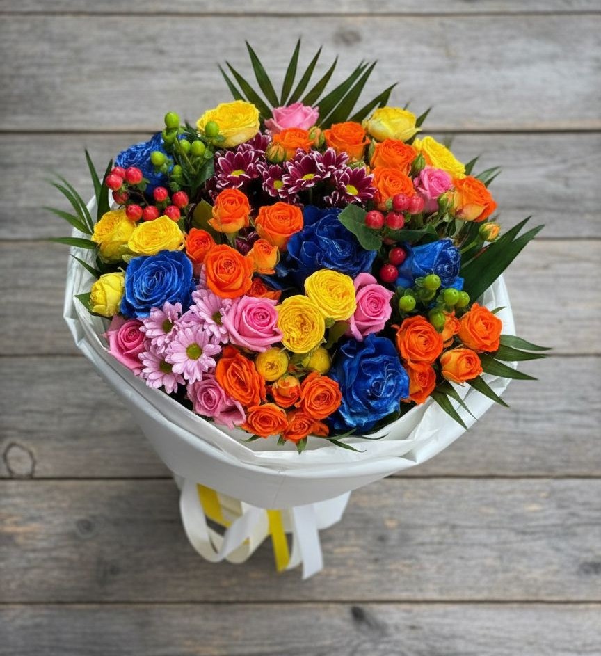 Букет цветов из: Розы и Хризантемы в Сапроново