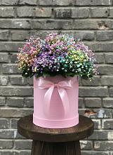 Цветочная композиция из Гипсофила и Розы в шляпной коробке #REPLACE_PRED# Сапроново