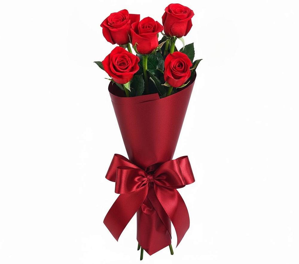 Букет 5 Красных роз Эдлесс Лав в Сапроново