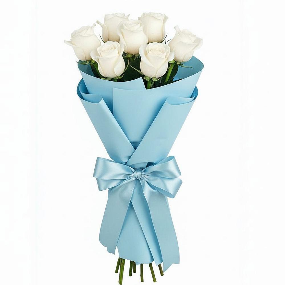 Букет 7 белых роз Проуд в Сапроново