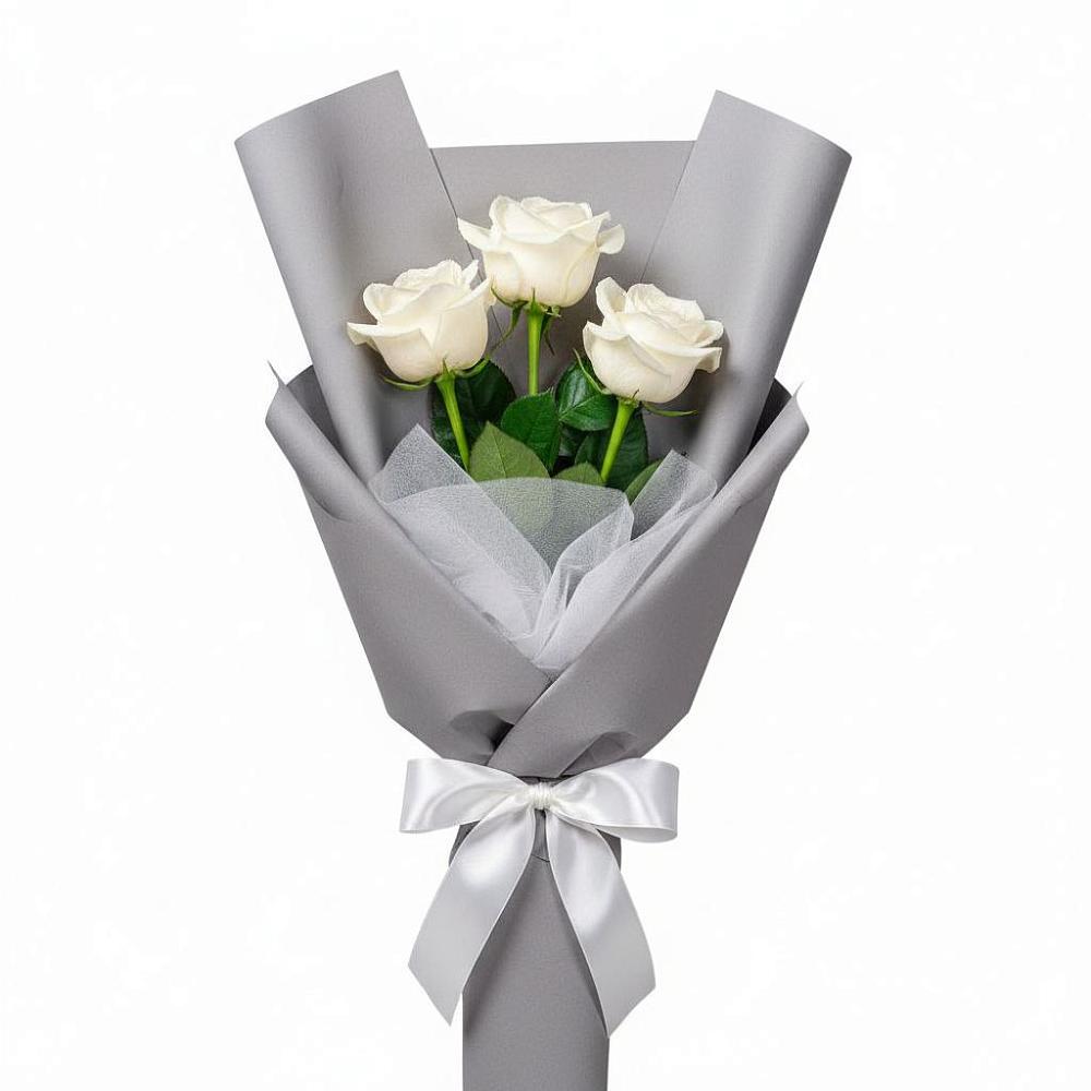 Букет 3 белые розы в Сапроново