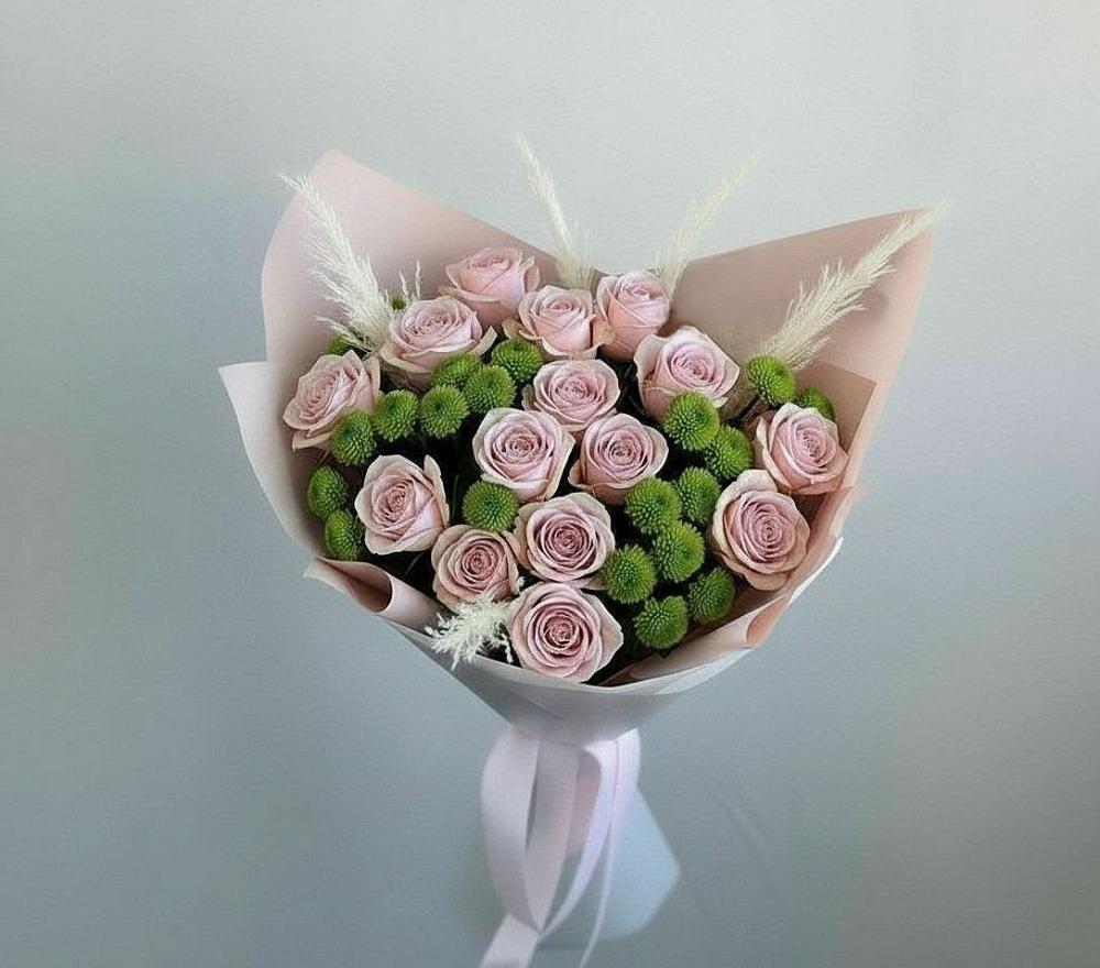 Букет цветов из: Розы и Хризантемы в Сапроново