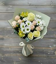 Букет цветов из:  Альстромерии, Розы и Хризантемы в Сапроново