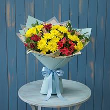 Букет цветов из:  Альстромерии и Хризантемы в Сапроново
