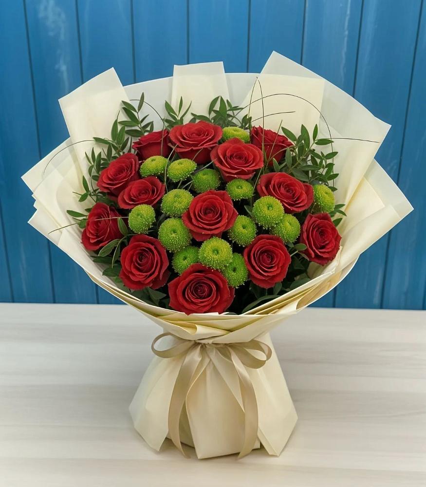 Букет цветов из: Розы и Хризантемы в Сапроново